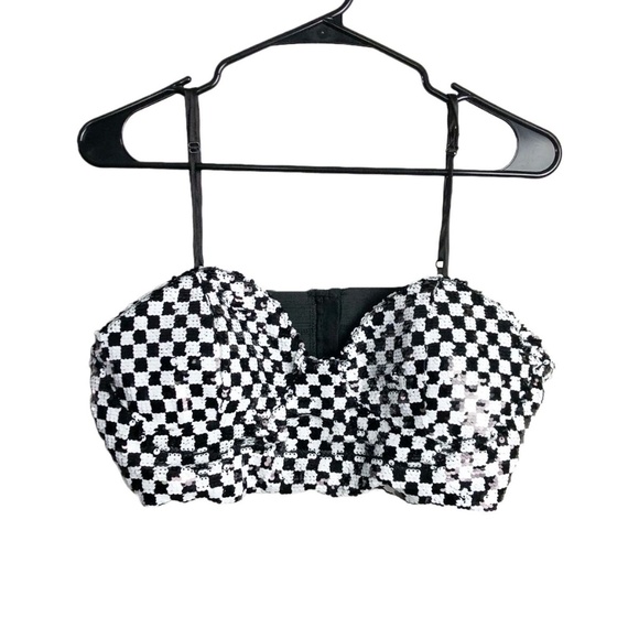 Sequin Black & White Bustier Cropped Top Meraki - Picture 1 of 3